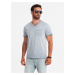 Ombre Men's brindle V-neck T-shirt with pocket - grey