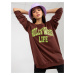 Dark brown and green oversize long sweatshirt with inscription