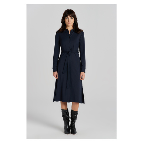 ŠATY GANT SLIM JERSEY SHIRT DRESS EVENING BLUE