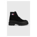 Workery Tommy Jeans Womens Foxing Lace Up Boot dámske, čierna farba, na platforme,