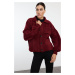 Trendyol Claret Red Soft Texture Coat Look Knitwear Cardigan