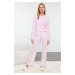 Trendyol Pink 100% Cotton Striped Knitted Pajama Set