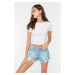 Trendyol Light Blue Ripped Mini Denim Shorts