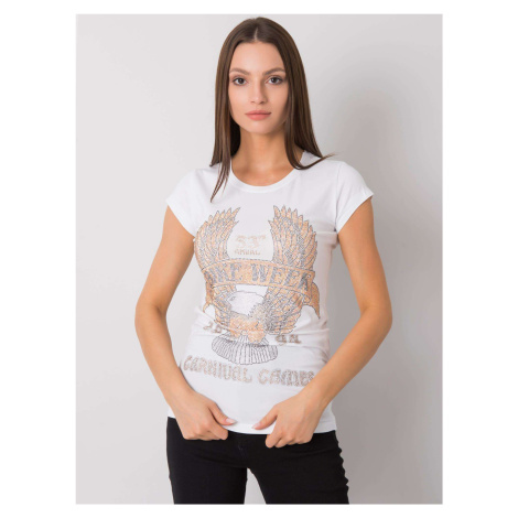 White women's T-shirt with application