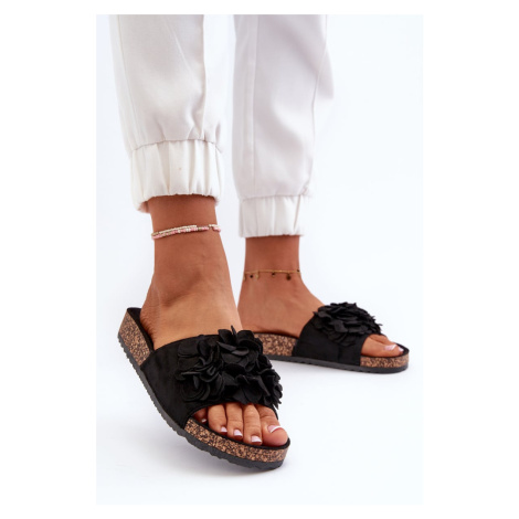 Women's slippers on a cork platform made of eco-friendly suede, black Jaihini