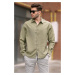 Madmext Khaki Men's Long Sleeve Oversize Shirt 6733