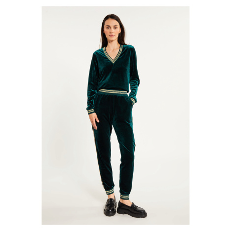 MONNARI Woman's Trousers Velour Women's Trousers With Application