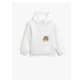 Koton Hooded Sweatshirt Cat Embroidered Detail Kangaroo Pocket Raising