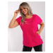 Plus size fuchsia blouse with short sleeves