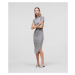 Šaty Karl Lagerfeld Lurex Sslv Knit Dress W/Logo Šedá