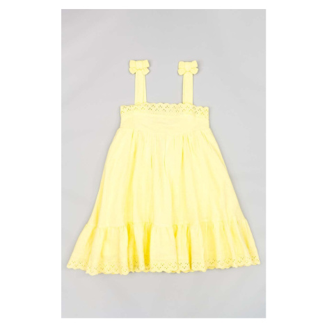 Dievčenské šaty zippy žltá farba, midi, oversize