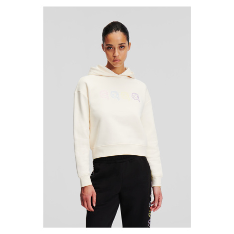 Mikina Karl Lagerfeld Ikonik 2.0 Outline Hoodie Off White