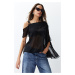 Trendyol Black Sheer Woven Chiffon Blouse