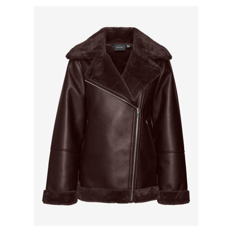 Women's Dark Brown Faux Leather Jacket VERO MODA Emmy - Women