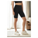 95111 Dewberry Sports Compact High Waist Short Leggings-BLACK