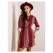 Patterned dress in burgundy color