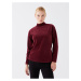 LC Waikiki LCWAIKIKI Basic Claret Red Stand Collar Plain Long Sleeve Women's Blouse