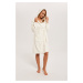 Women's long sleeve bathrobe Bora - ecru/print