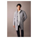 DEFACTO Men's Regular Fit Stand Collar Buttoned Pocket Cashmere Coat Parka