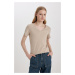 DEFACTO Slim Fit V Neck Rib Basic Short Sleeve T-Shirt