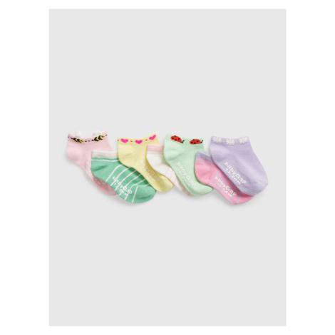 Sada siedmich párov dievčenských ponožiek vo fialovej, ružovej, zelenej, bielej a žltej farbe GA GAP