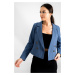 armonika Women's Dark Blue Double Breasted Collar Gabardine Crop Jacket