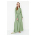 Trendyol Green With Tie Waist Detailed, Wide Fit Woven Dress