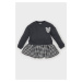 DEFACTO Baby Girl Crew Neck Printed Long Sleeve Plaid Skirt Sweat Dress