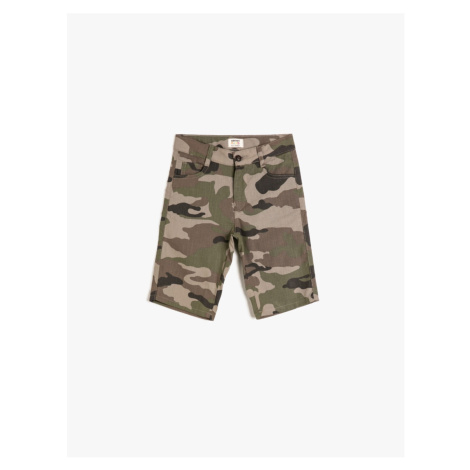 Koton Cotton Camouflage Patterned Shorts