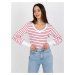 Basic striped white-red ribbed blouse