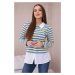 Striped Cotton Blouse with Collar Jeans+Yellow