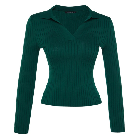 Trendyol Smaragdovo zelený pletený sveter