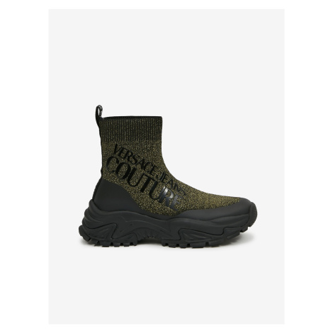 Versace Jeans Couture Women's Ankle Leather Boots in black and gold Versace Jeans Co - Ladies