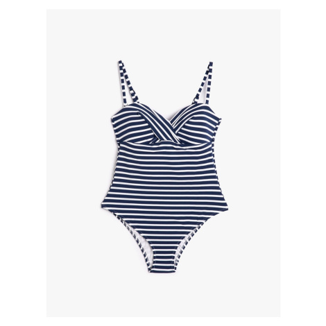 Koton Swimsuit with Thin Straps Draped Covered Back Detail.