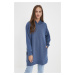 Trendyol Navy Blue Hooded Pocket Scuba Knitted Oversize Sweatshirt
