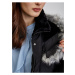 Čierny dámsky páperový zimný kabát s kapucňou a umelým kožúškom ORSAY