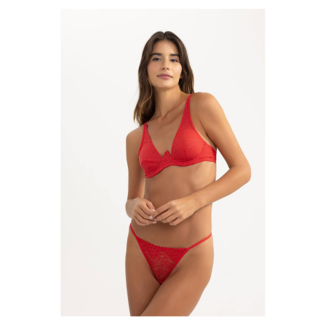 DEFACTO Fall In Love New Year's Themed Lace Padless Underwire Red Bra