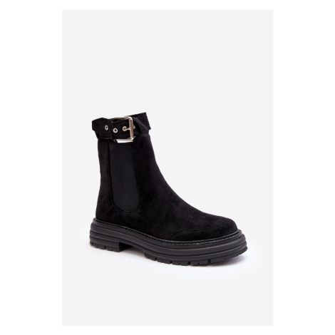 Chelsea suede boots with a massive sole, Black Ozaro