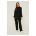 Trendyol Black Crew Neck Knitted Tracksuit Set with Contrast Piping Detail