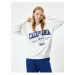 Koton Oversize Hooded Sweatshirt College Embroidered Long Sleeve Ribbon