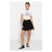 Trendyol Black Denim Shorts Skirt with Pockets and Buttons