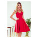 POLA - Červené dámske šaty s volánikmi vo výstrihu 307-1