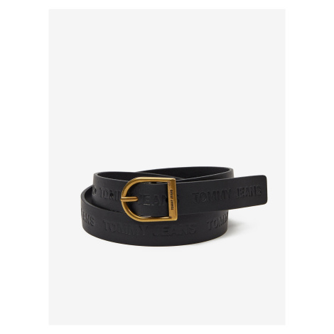 Čierny dámsky kožený opasok Tommy Jeans Logo Fashion Belt Tommy Hilfiger