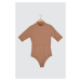 Trendyol Camel Upright Collar Back Cleavage Knitted Body