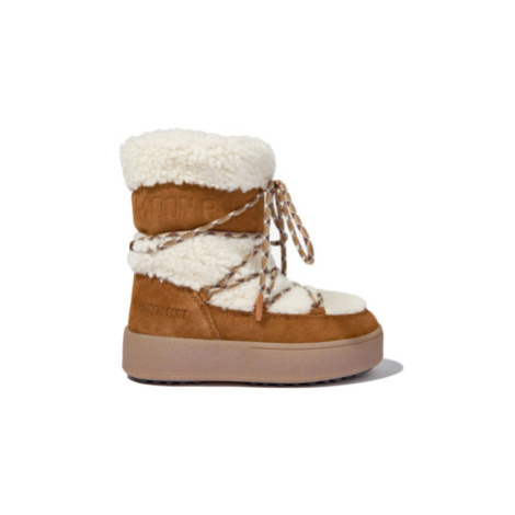 Dievčenské členkové zimné topánky MOON BOOT J-Track Tube Shearling K whisky off white