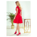 Červené elegantné šaty s čipkovaným topom LARA 242-4