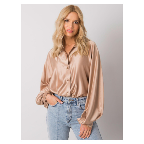 BÉŽOVÁ SATÉNOVÁ DÁMSKA KOŠEĽA SO ŠIROKÝMI RUKÁVMI DHJ-KS-15257.53P-BEIGE