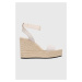Semišové sandále Calvin Klein Jeans WEDGE SANDAL SU CON dámske, béžová farba, na platforme, YW0Y