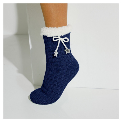 Papučové ponožky zo ženilkového úpletu, s mašličkou a hviezdičkami Blancheporte
