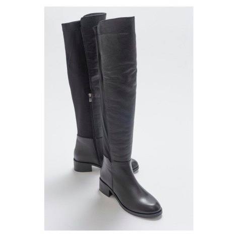 LuviShoes 1177 Black Leather Women's Boots